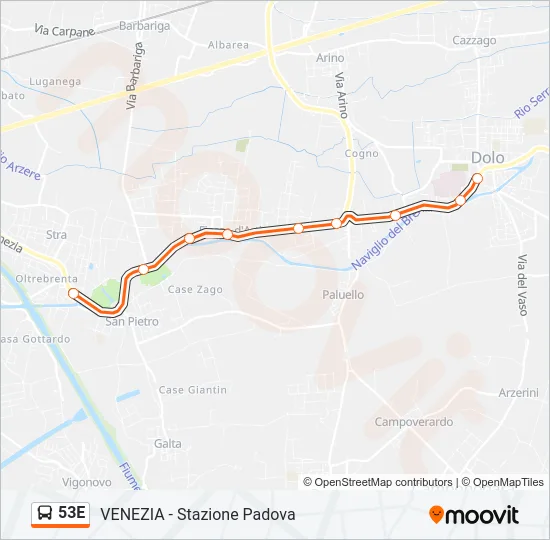 53E Bus Line Map