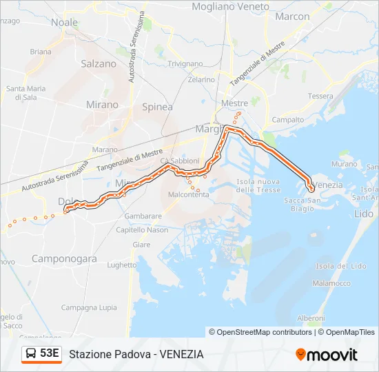53E Bus Line Map