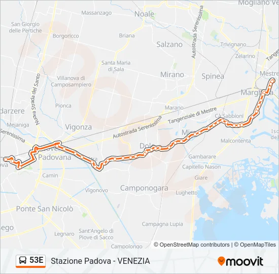 53E Bus Line Map