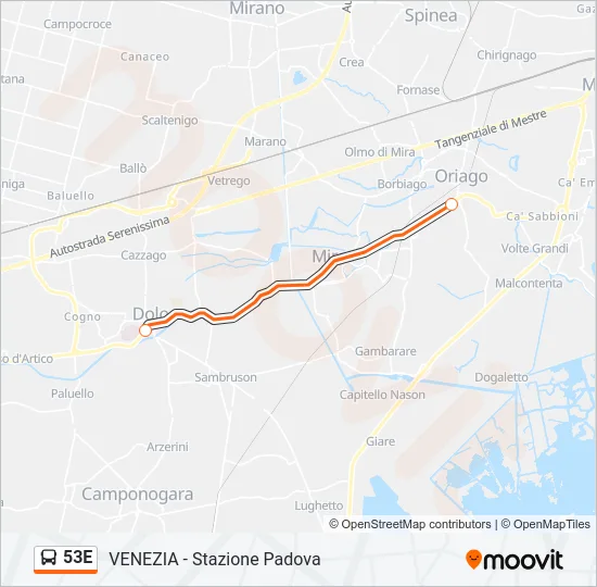 53E Bus Line Map
