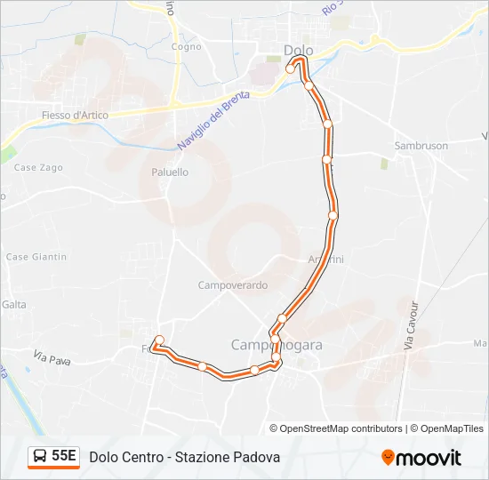 55E Bus Line Map