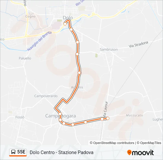 55E Bus Line Map