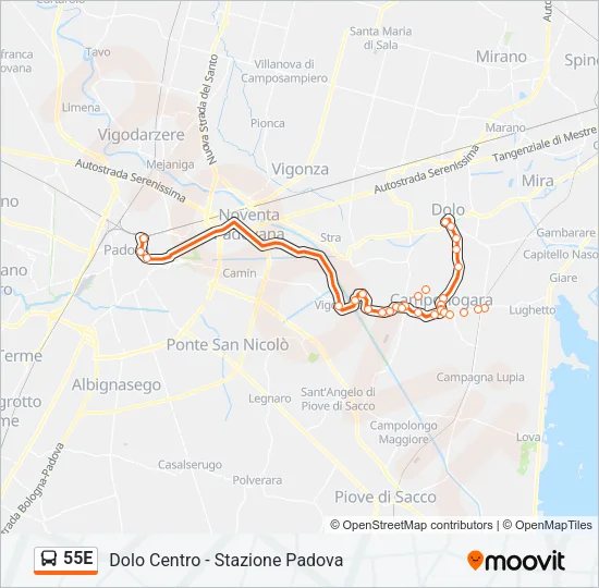 55E Bus Line Map
