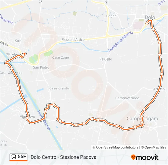 55E Bus Line Map