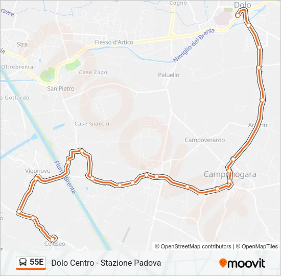 55E Bus Line Map