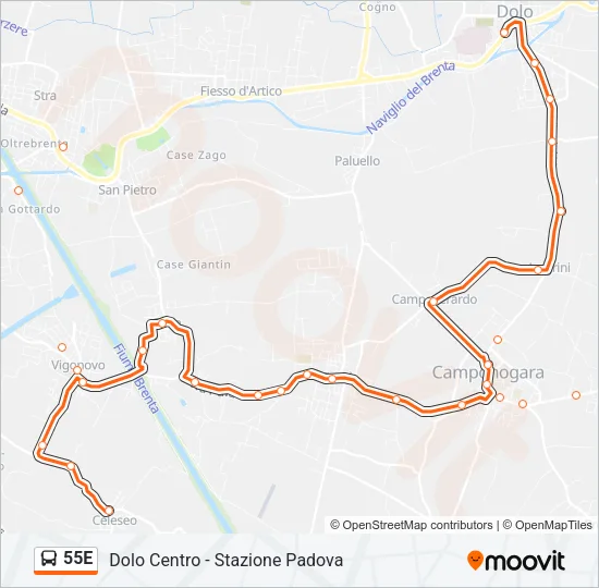 55E Bus Line Map