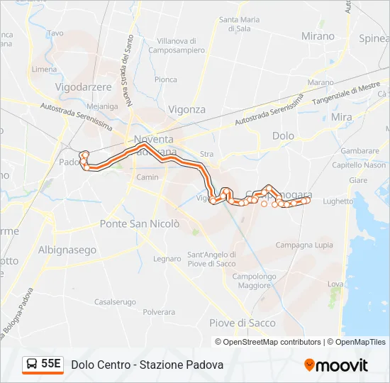 55E Bus Line Map