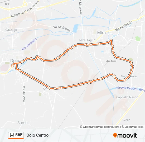 56E Bus Line Map