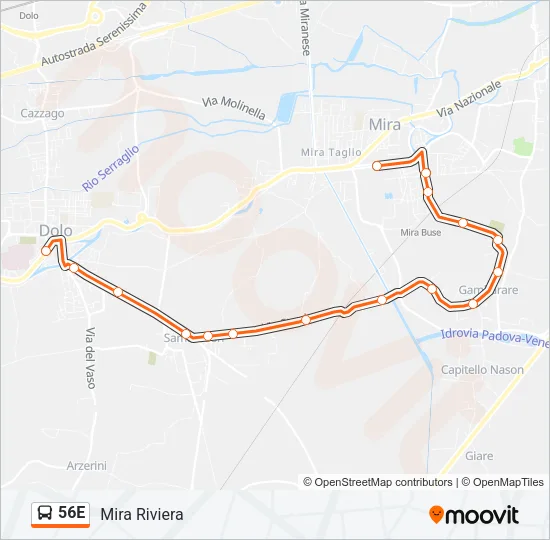 56E Bus Line Map