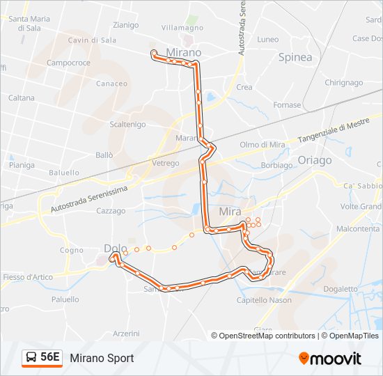 Percorso linea bus 56E