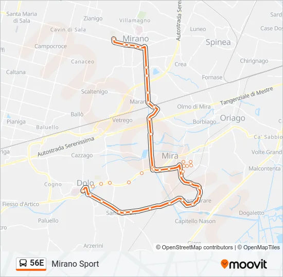 56E Bus Line Map
