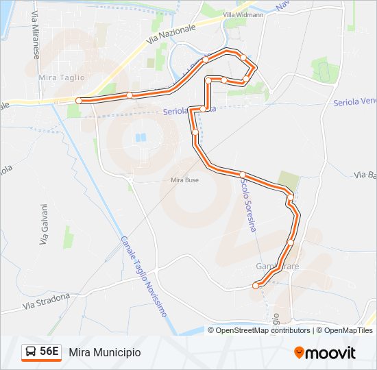 Percorso linea bus 56E