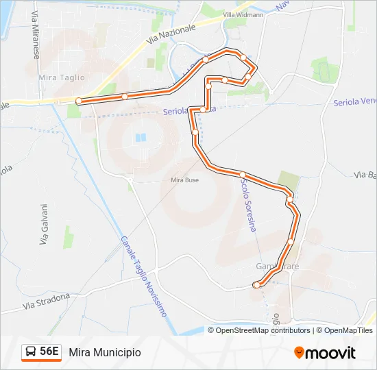 56E Bus Line Map