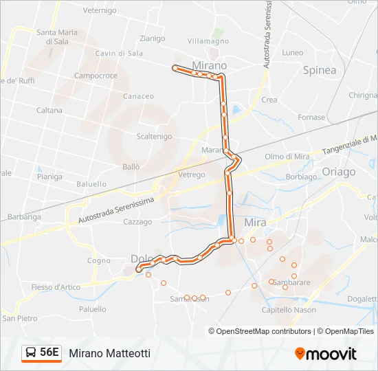 56E Bus Line Map