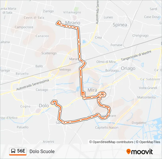 56E Bus Line Map