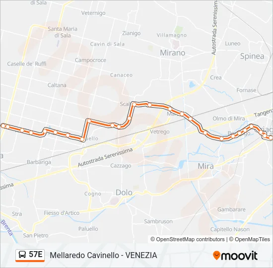 57E Bus Line Map