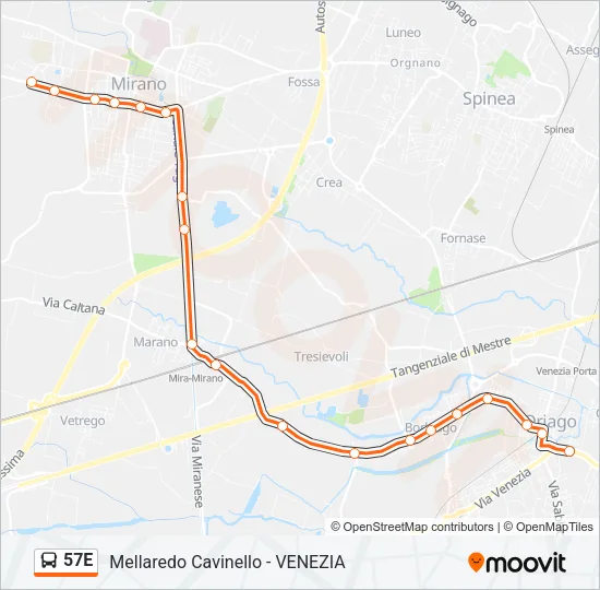 57E Bus Line Map