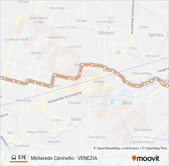 57E Bus Line Map