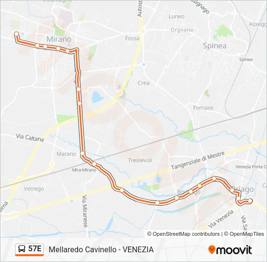 57E Bus Line Map