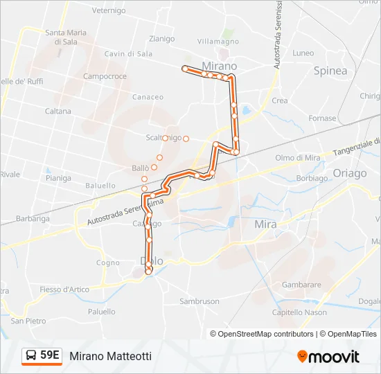59E Bus Line Map