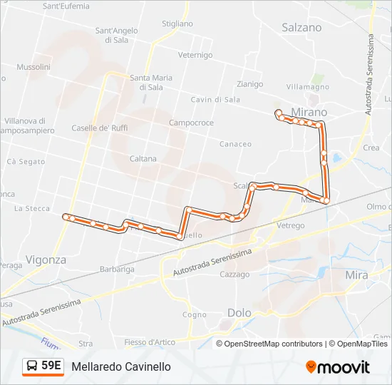 59E Bus Line Map