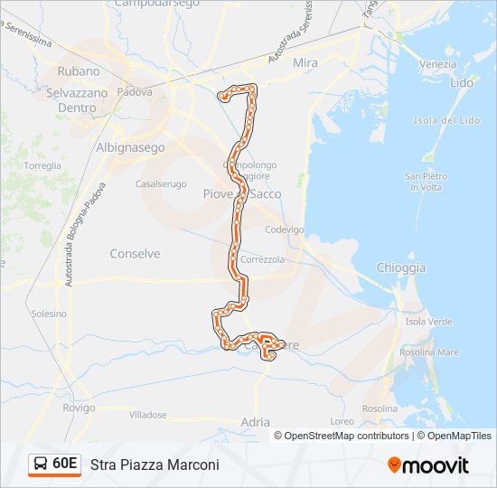 Percorso linea bus 60E