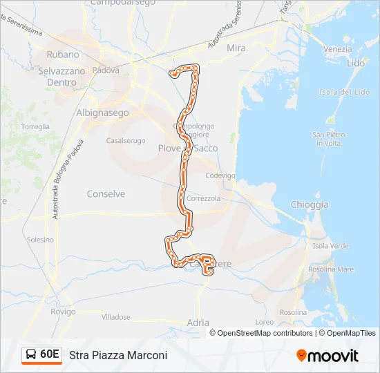 60E Bus Line Map