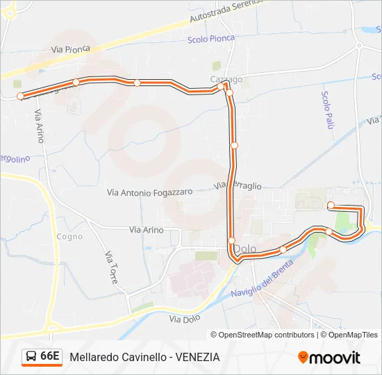 66E Bus Line Map