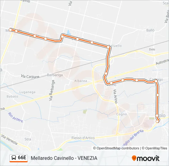 66E Bus Line Map
