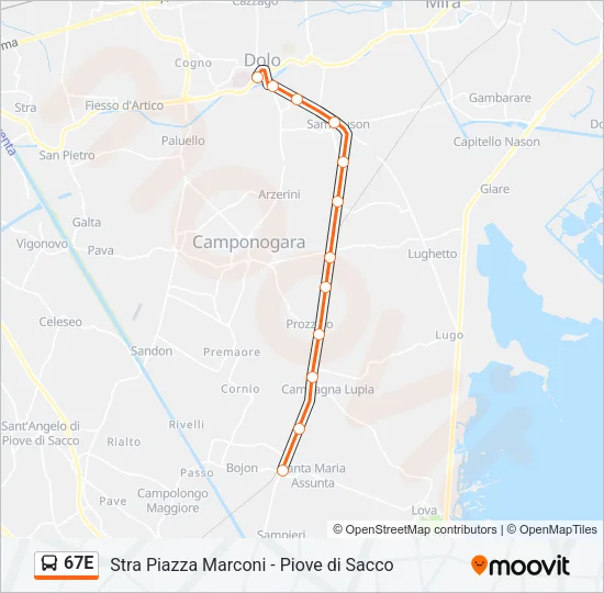 67E Bus Line Map