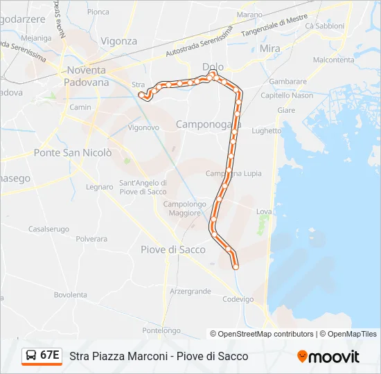 67E Bus Line Map