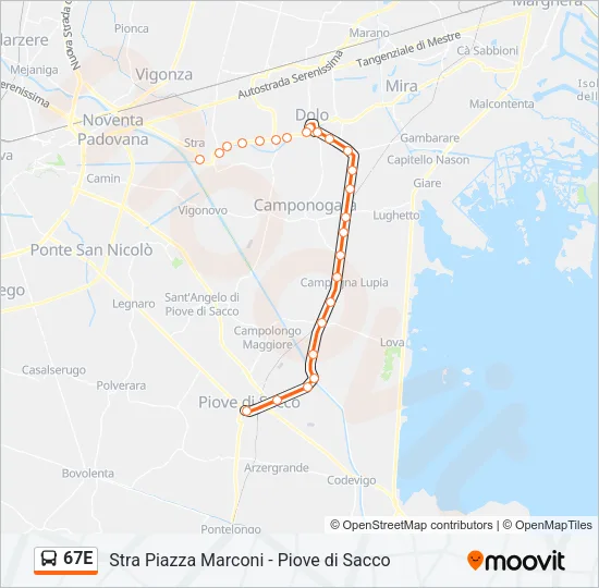 67E Bus Line Map