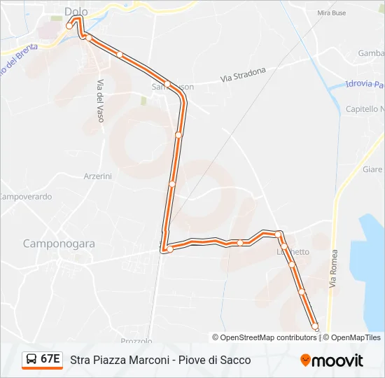 67E Bus Line Map
