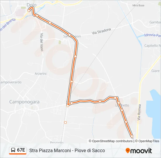 67E Bus Line Map