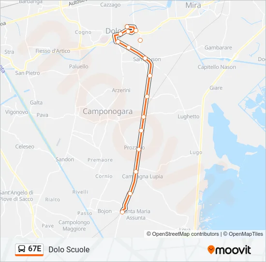 67E Bus Line Map