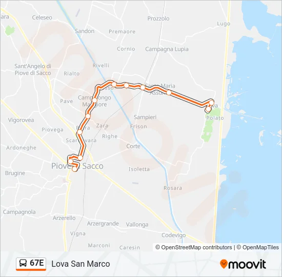 67E Bus Line Map
