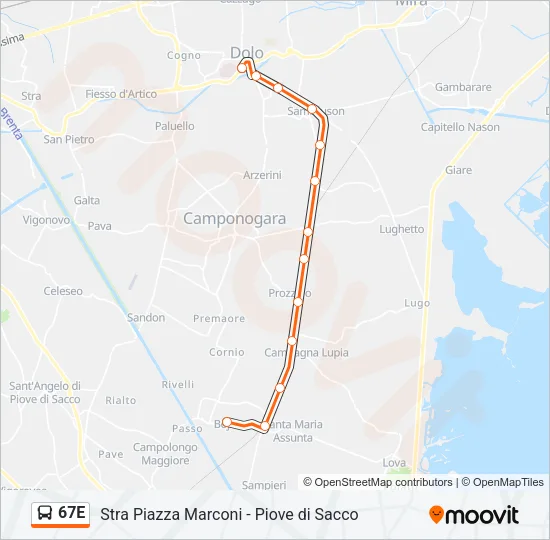 67E Bus Line Map