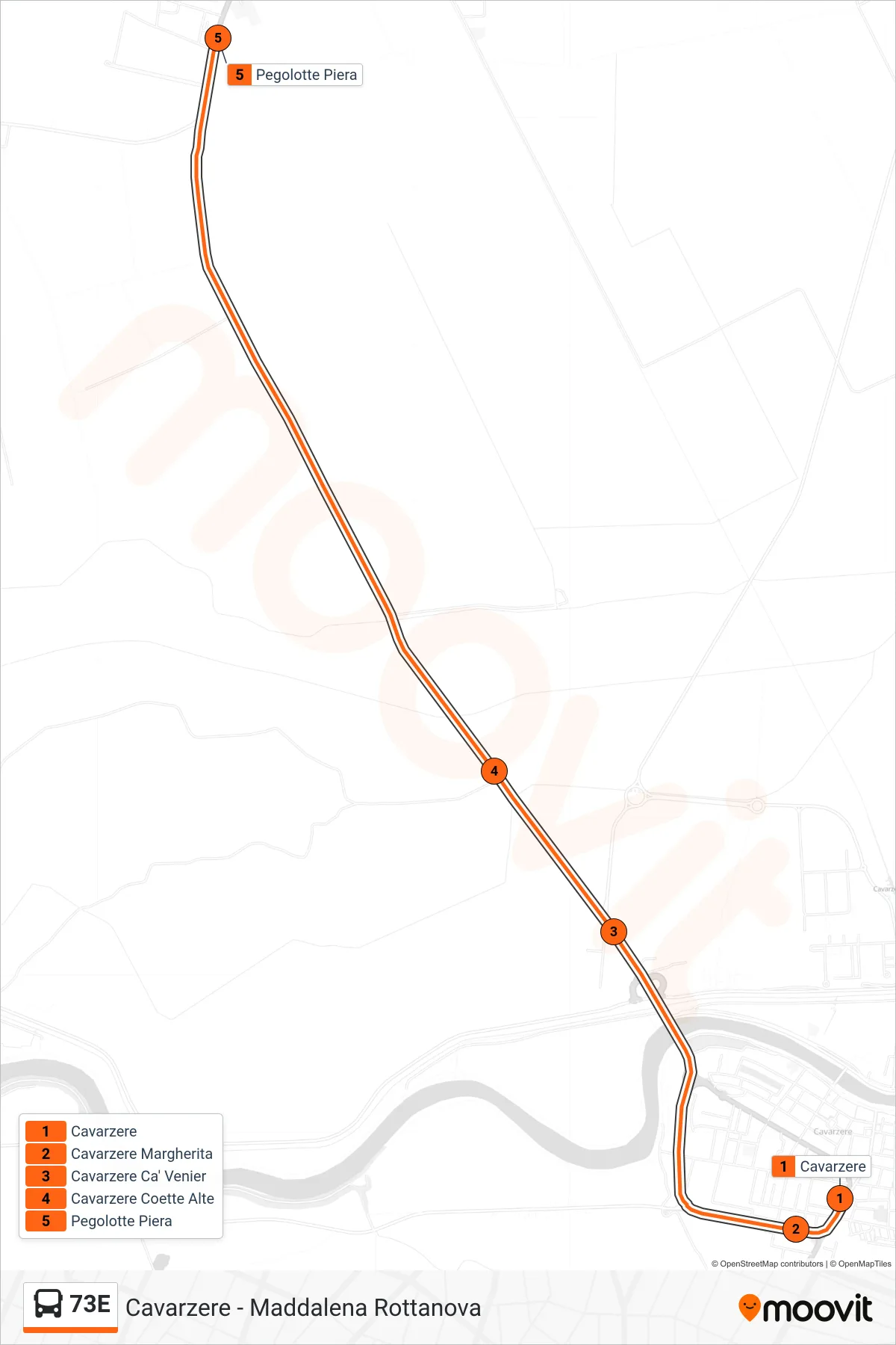 Linea 73E bus (Pegolotte Piera) - Percorsi e fermate sulla mappa