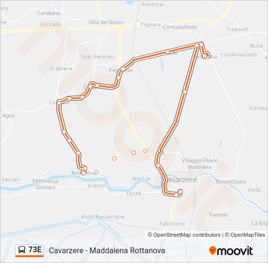 Percorso linea bus 73E