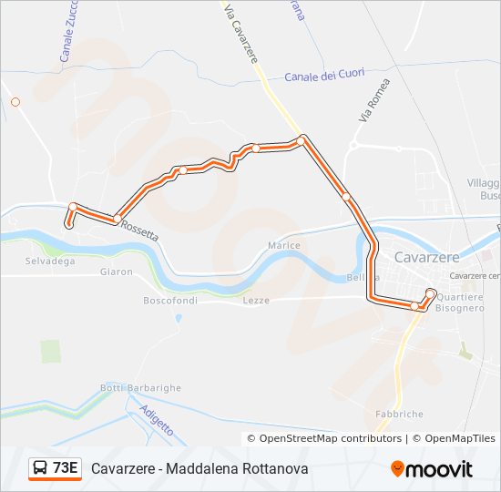 73E bus Line Map