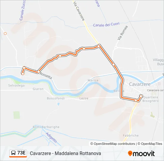 73E Bus Line Map