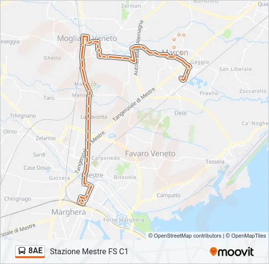 8AE Bus Line Map