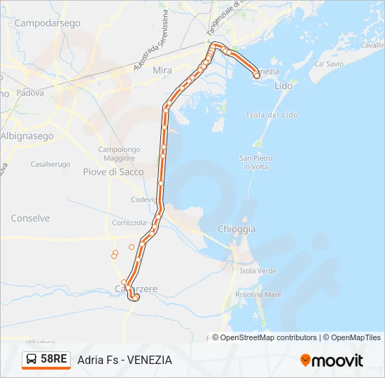 58RE Bus Line Map