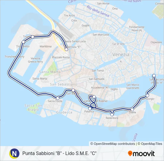 N Ferry Line Map