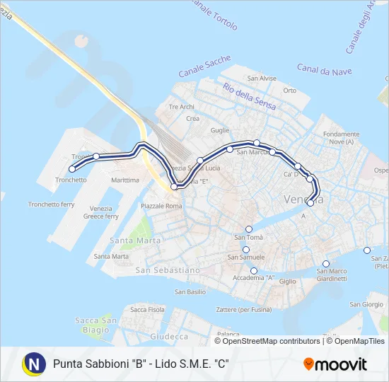 N Ferry Line Map