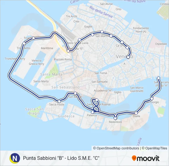 N Ferry Line Map