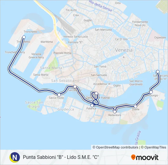 N Ferry Line Map