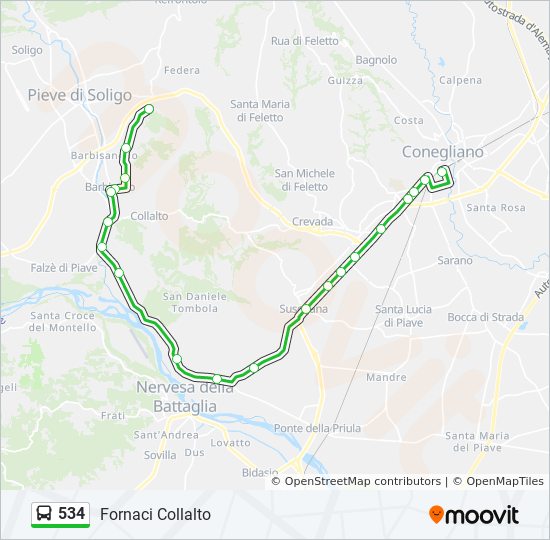 Percorso linea bus 534