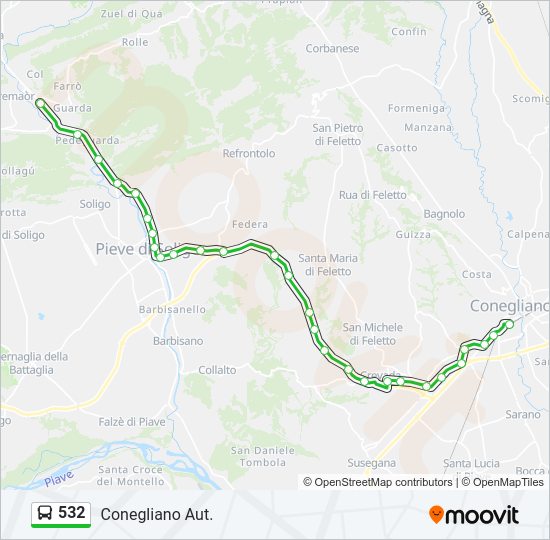 Percorso linea bus 532