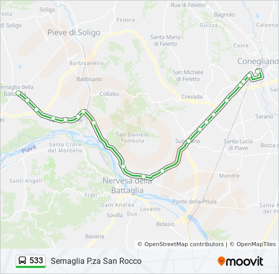 Percorso linea bus 533